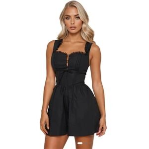 Fashion Nova‎ Black Lace Trim Romper  Adjustable Strap Chic Size XS NWT $50
